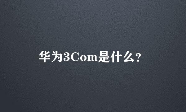 华为3Com是什么？