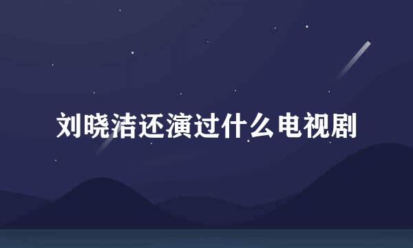 刘晓洁还演过什么电视剧