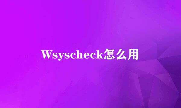 Wsyscheck怎么用