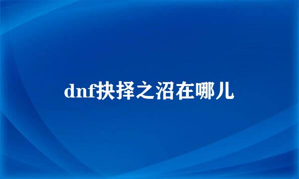 dnf抉择之沼在哪儿