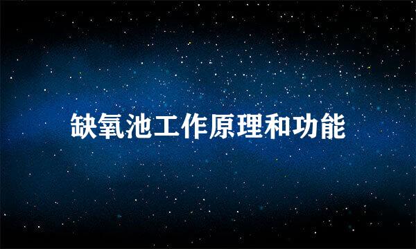 缺氧池工作原理和功能