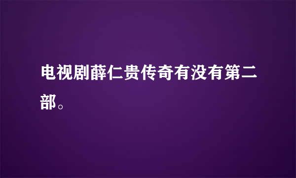 电视剧薛仁贵传奇有没有第二部。