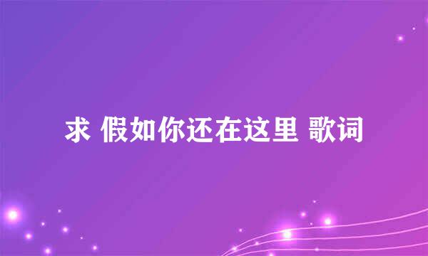 求 假如你还在这里 歌词