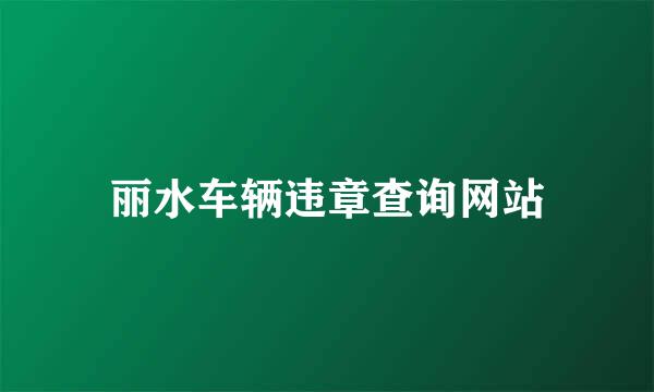 丽水车辆违章查询网站