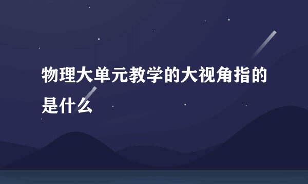 物理大单元教学的大视角指的是什么