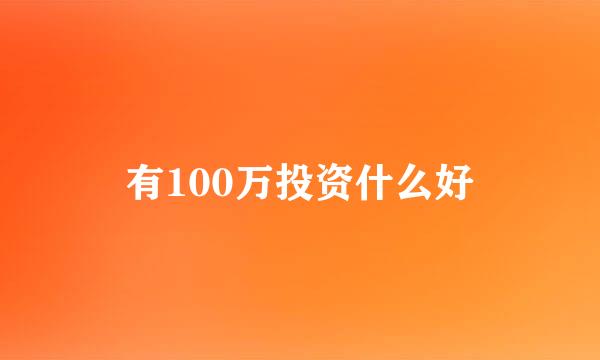 有100万投资什么好