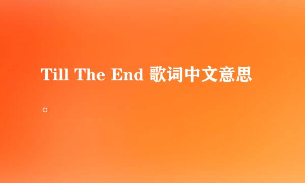 Till The End 歌词中文意思。