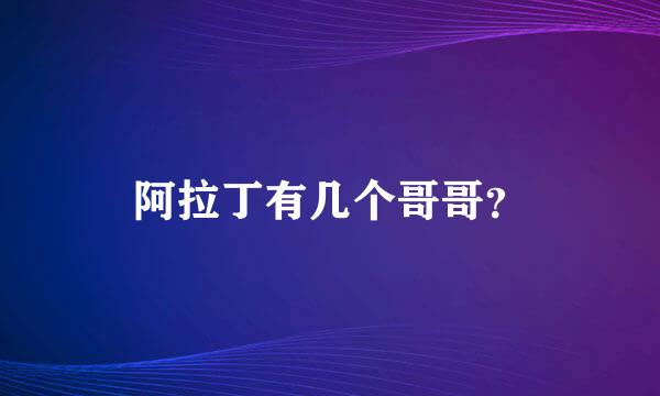 阿拉丁有几个哥哥？