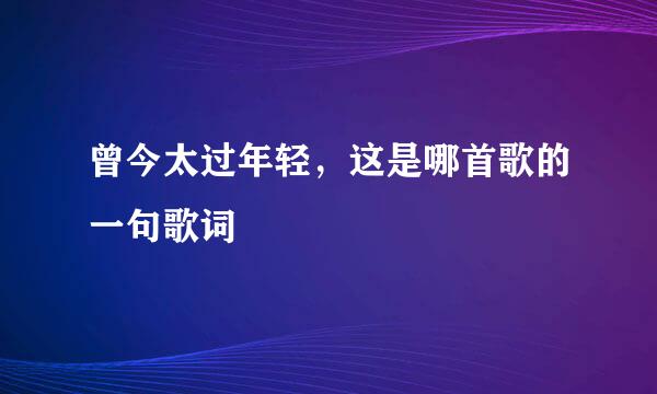 曾今太过年轻，这是哪首歌的一句歌词