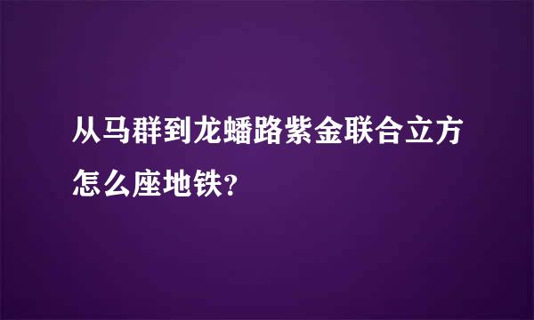 从马群到龙蟠路紫金联合立方怎么座地铁？