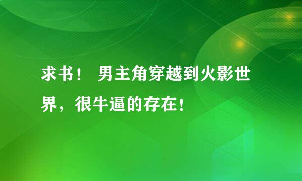 求书！ 男主角穿越到火影世界，很牛逼的存在！