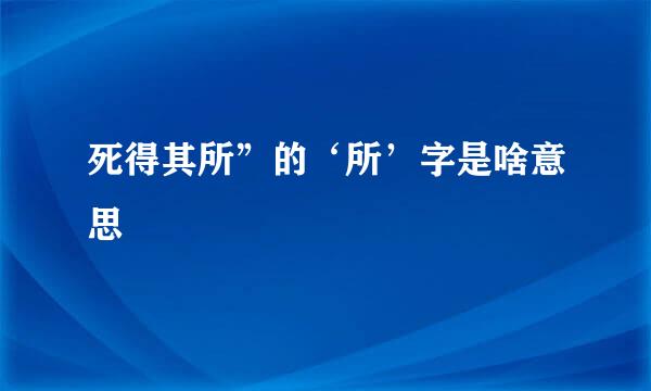 死得其所”的‘所’字是啥意思