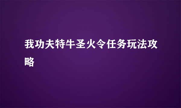 我功夫特牛圣火令任务玩法攻略