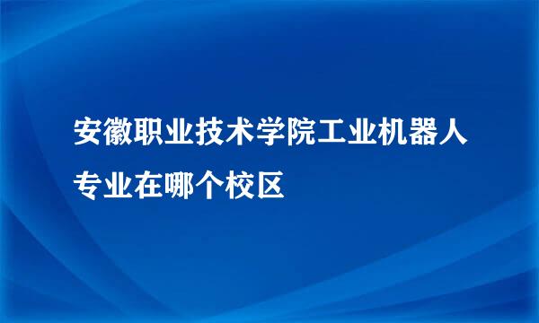 安徽职业技术学院工业机器人专业在哪个校区