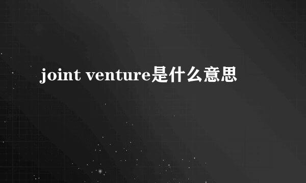 joint venture是什么意思