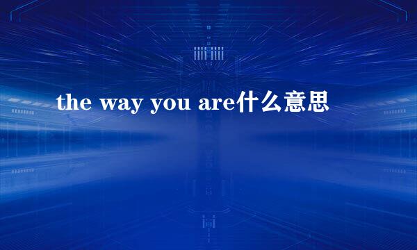 the way you are什么意思