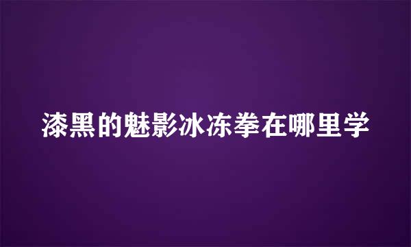 漆黑的魅影冰冻拳在哪里学