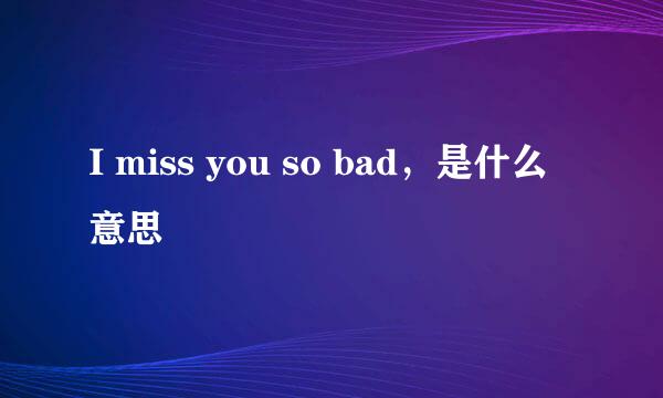 I miss you so bad，是什么意思