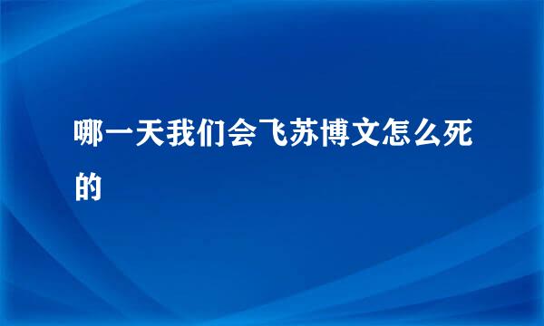 哪一天我们会飞苏博文怎么死的