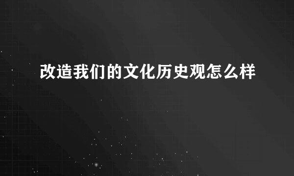 改造我们的文化历史观怎么样