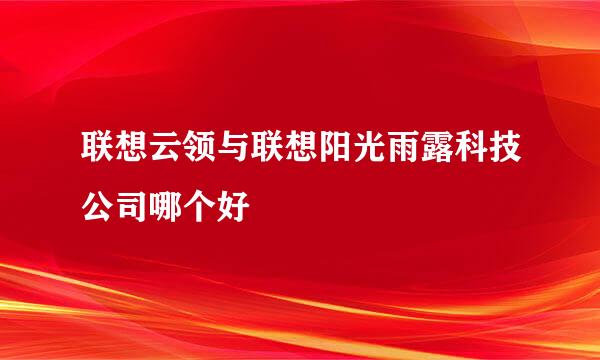 联想云领与联想阳光雨露科技公司哪个好