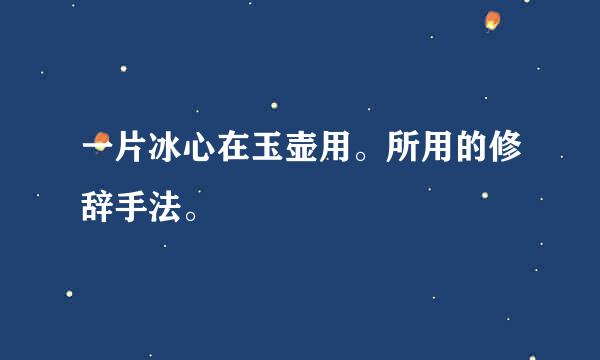 一片冰心在玉壶用。所用的修辞手法。