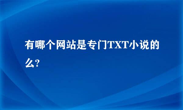 有哪个网站是专门TXT小说的么?