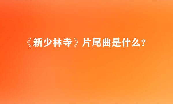 《新少林寺》片尾曲是什么？