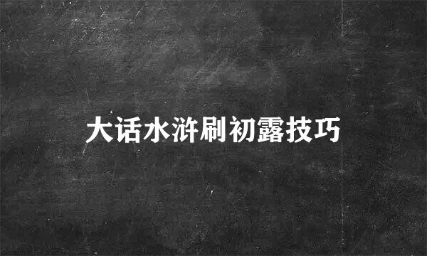 大话水浒刷初露技巧