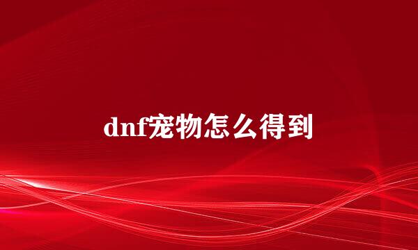 dnf宠物怎么得到