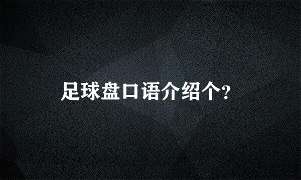 足球盘口语介绍个？