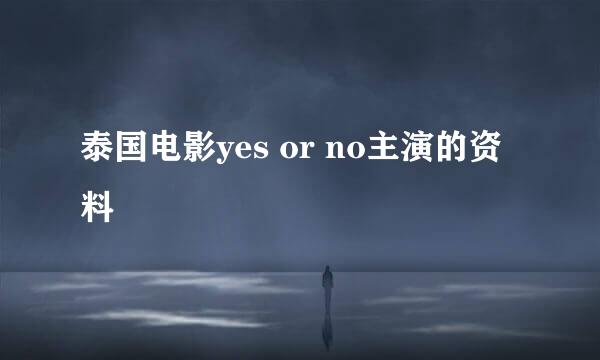 泰国电影yes or no主演的资料