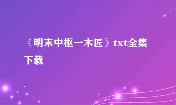 《明末中枢一木匠》txt全集下载