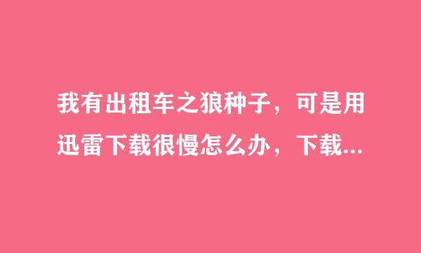 我有出租车之狼种子，可是用迅雷下载很慢怎么办，下载速度还不到100k，文件有2.5G，怎么办？求帮