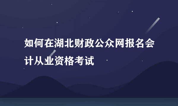 如何在湖北财政公众网报名会计从业资格考试