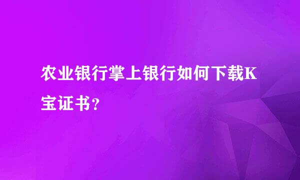 农业银行掌上银行如何下载K宝证书？