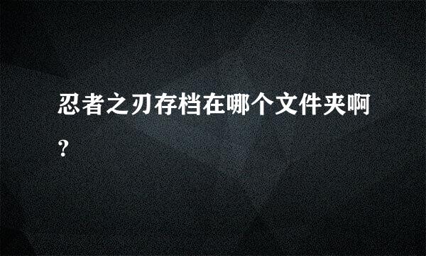 忍者之刃存档在哪个文件夹啊？