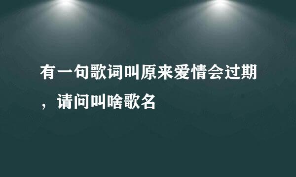 有一句歌词叫原来爱情会过期，请问叫啥歌名