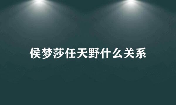 侯梦莎任天野什么关系