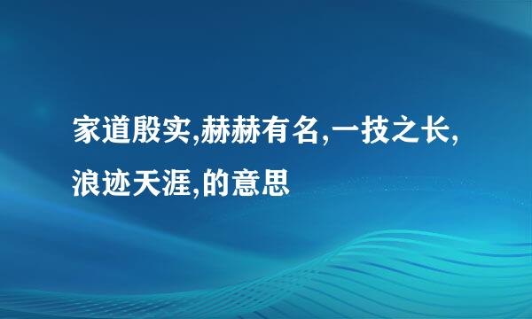 家道殷实,赫赫有名,一技之长,浪迹天涯,的意思