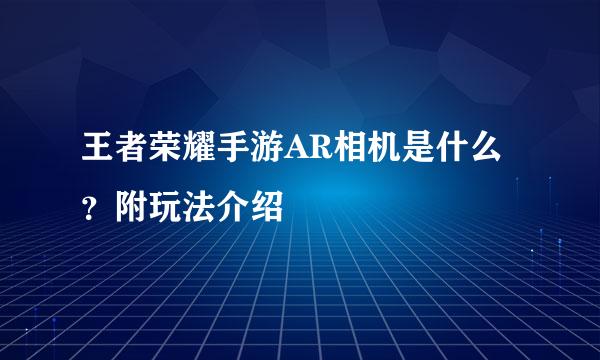 王者荣耀手游AR相机是什么？附玩法介绍