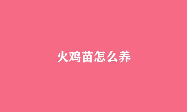 火鸡苗怎么养