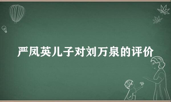 严凤英儿子对刘万泉的评价