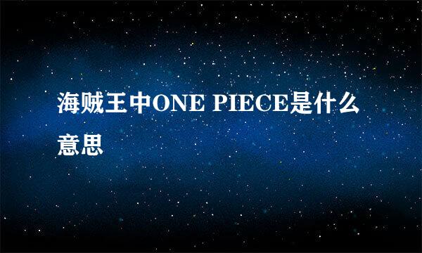 海贼王中ONE PIECE是什么意思