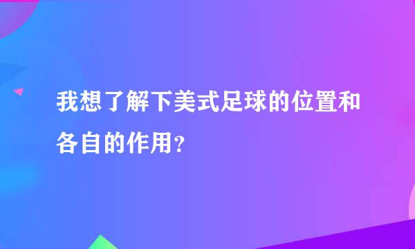 我想了解下美式足球的位置和各自的作用？