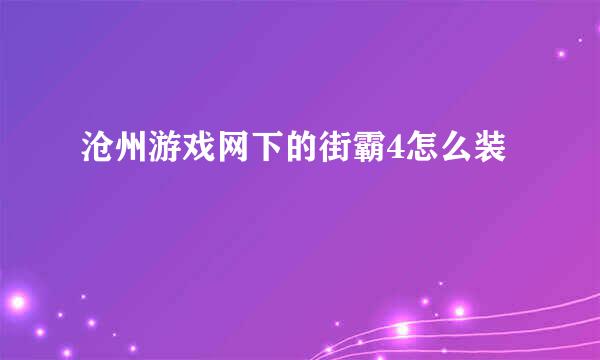 沧州游戏网下的街霸4怎么装