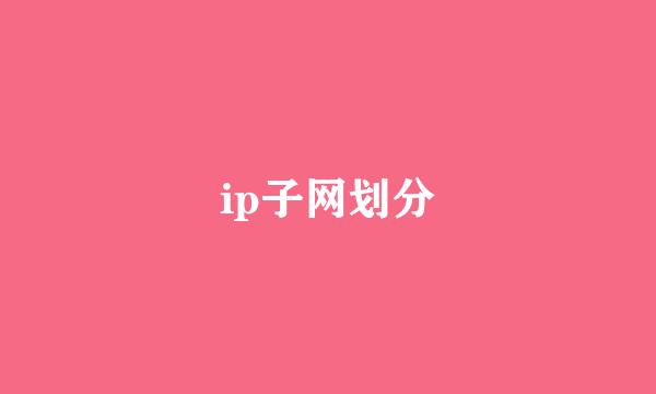 ip子网划分