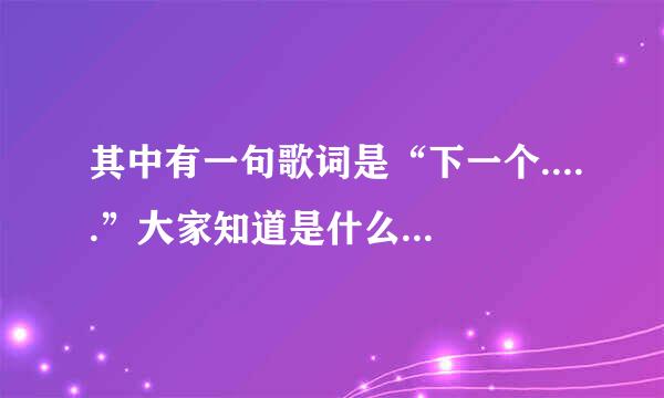 其中有一句歌词是“下一个.....”大家知道是什么歌么?不是下一个天亮。