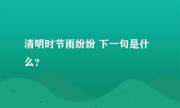 清明时节雨纷纷 下一句是什么？