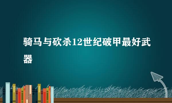 骑马与砍杀12世纪破甲最好武器